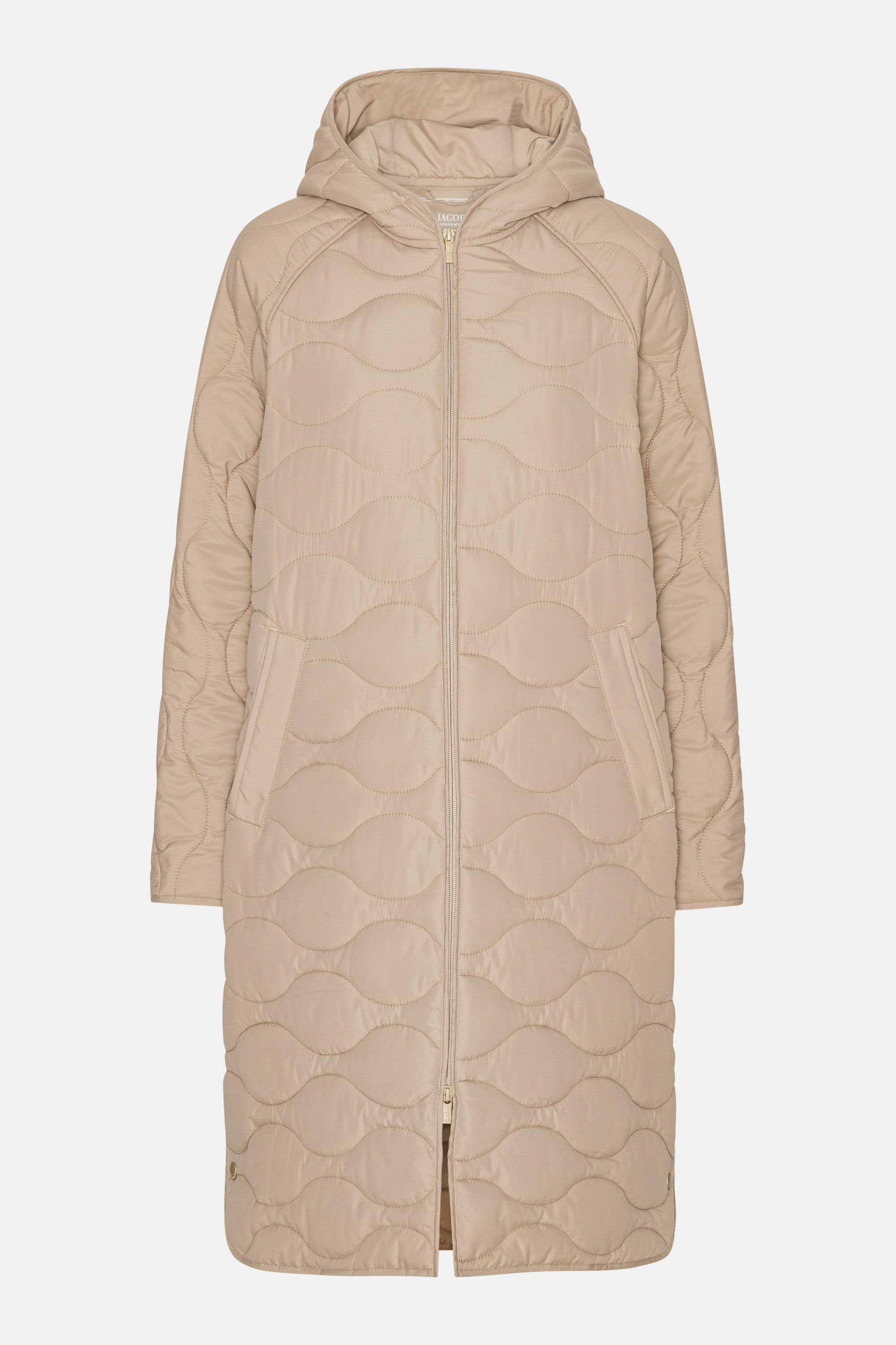 Long Quilt Jacket with Hood - Wheat